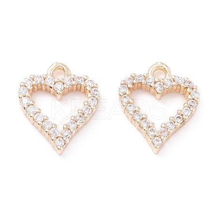 Rack Plating Brass Micro Pave Cubic Zirconia Charms ZIRC-C026-08LG-1