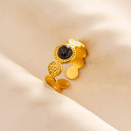Round Synthetic Turquoise Finger Rings LS-SA1153-10-1