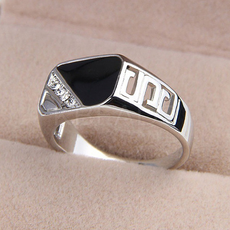 Alloy Micro Pave Cubic Zirconia Finger Rings for Men FS-WGE231C-04-1