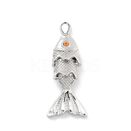 Fish Rack Plating Brass Micro Pave Cubic Zirconia Pendants KK-Z071-72A-01P-1