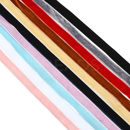 50 Yards 10 Colors Single Face Velvet Ribbon SRIB-YW0001-02-1