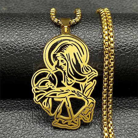201 Stainless Steel Pendant Necklaces NJEW-K283-09G-1