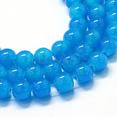 Baking Paint Imitation Jade Glass Round Bead Strands DGLA-Q021-10mm-13-1
