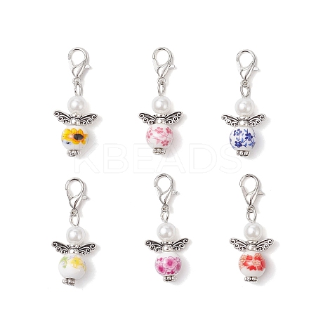 30Pcs Angel Handmade Porcelain Pendant Decorations HJEW-AL0074-1