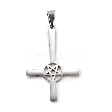 304 Stainless Steel Saint Peter's Cross Pendants STAS-R171-06P-1