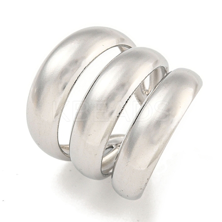 Non-Tarnish 304 Stainless Steel Three Layers Wide Open Cuff Ring for Women RJEW-A043-22P-1
