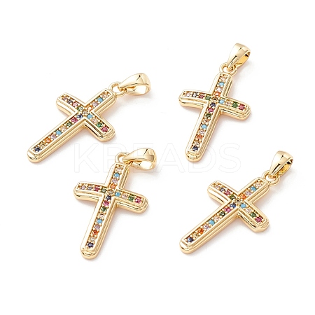 Brass Micro Pave Colorful Cubic Zirconia Pendants ZIRC-Z019-17G-NR-1