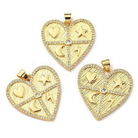 Brass with Cubic Zirconia Pendants KK-K341-01G-01-1