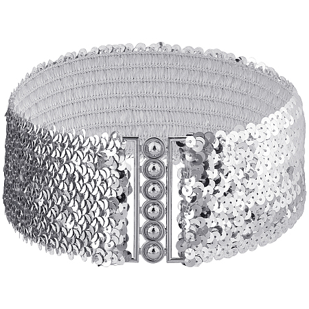 Sparkle Sequins Wide Elastic Dress Belts AJEW-WH20128-026P-03-1