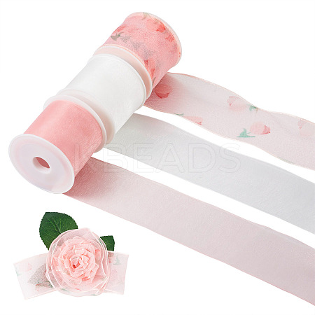 15 Yards 3 Styles Flat Organza Ribbons OCOR-TA0001-58A-1