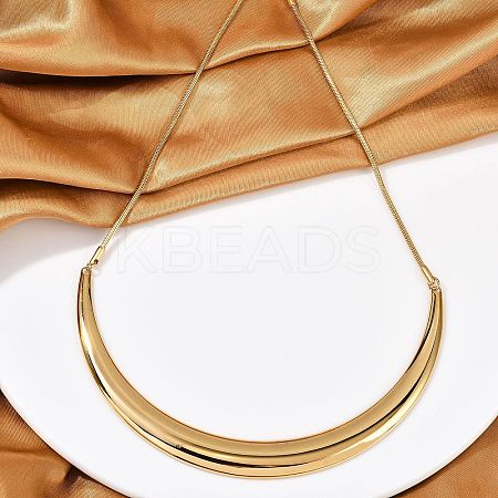 304 Stainless Steel Arc Shaped Pendant Snake Chain Necklaces for Women NJEW-B122-03G-1