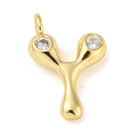 Rack Plating Brass Micro Pave Cubic Zirconia Pendants KK-A200-24G-Y-1