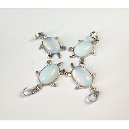 Tortoise Platinum Tone Brass Opalite Pendants G-F265-01K-1