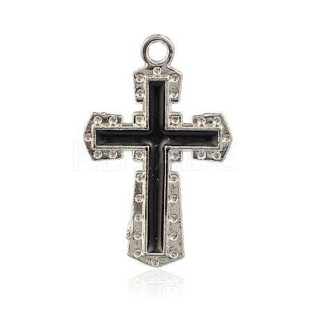 Platinum Plated Alloy Enamel Latin Cross Pendants ENAM-J560-01P-1