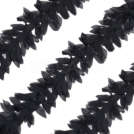 5 Yards Polyester Chiffon Leaf Lace Ribbon DIY-GA0007-32B-1