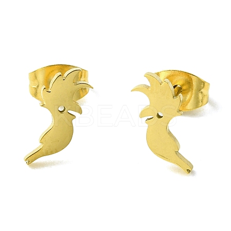 Cute Little Animal Theme 304 Stainless Steel Stud Earrings LS-EJEW-B041-04G-G-1