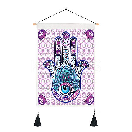 Polyester Hamsa Hand/Hand of Miriam with Evil Eye Pattern Wall Hanging Tapestry WG40508-02-1