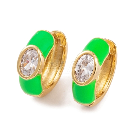 Rack Plating Brass Cubic Zirconia Enamel Earrings EJEW-S219-14G-01-1
