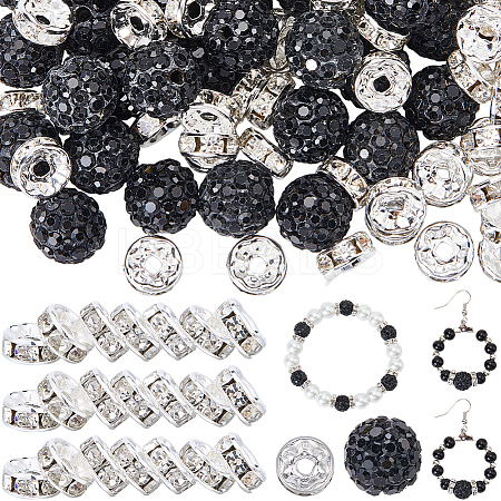 DIY Round Polymer Clay Rhinestone & Rhinestone Rondelle Spacer Beads Jewelry Making Findings Kits DIY-SC0027-50A-1