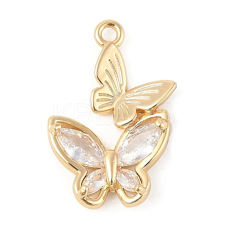 Brass Micro Pave Clear Cubic Zirconia Pendants KK-R219-33G-1