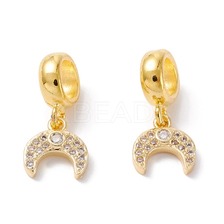 Brass Cubic Zirconia European Dangle Charms KK-B037-18G-1
