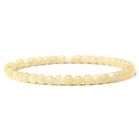 4mm Round Natural Yellow Jade Beads Bracelet for Men KG3069-31-1