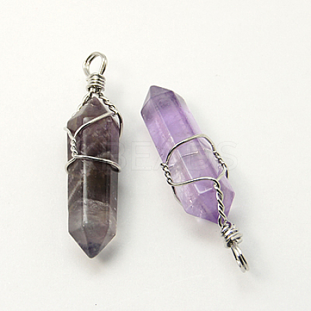 Natural Amethyst Double Terminated Pointed Pendants X-G-J062-02P-1