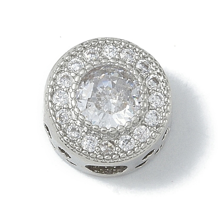 Rack Plating Brass Micro Pave Clear Cubic Zirconia Beads KK-A220-05P-1
