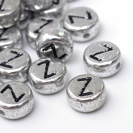 Plated Acrylic Horizontal Hole Letter Beads PACR-Q099-03Z-1