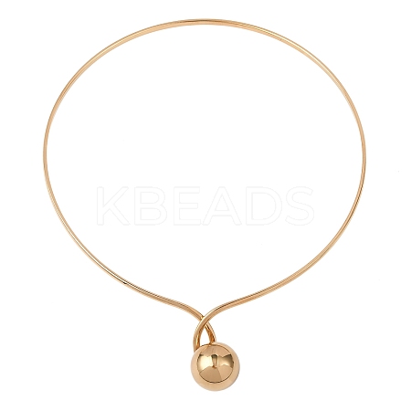 201 Stainless Steel Ball Charm Rigid Choker Necklaces for Women NJEW-Z098-05G-1