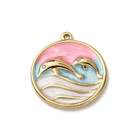 304 Stainless Steel Enamel Pendants STAS-I347-01G-03-1