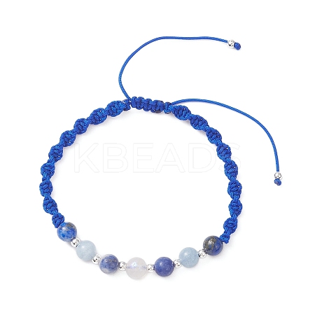 Natural White Moonstone & Lapis Lazuli & South Africa Sodalite & Dyed Quartz Round Beads Braided Bead Bracelets for Women BJEW-JB12917-06-1