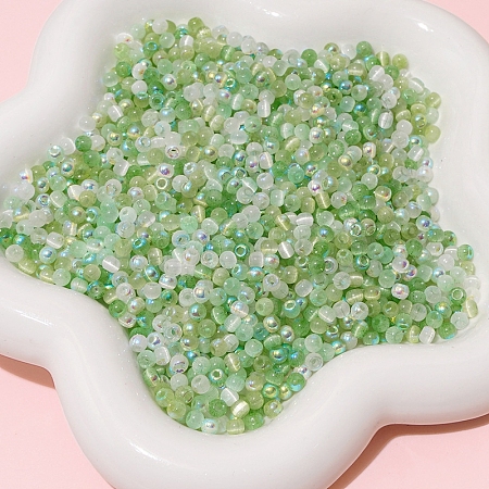 Mixed Color Imitation Cat Eye Glass Round Seed Beads SEED-NH0003-01A-02-1