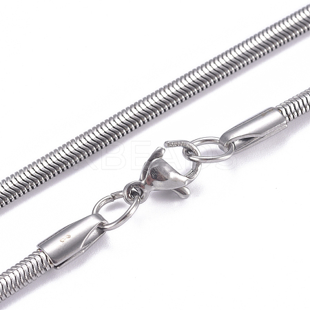 Non-Tarnish 304 Stainless Steel Flat Snake Chains Necklaces NJEW-G340-04P-02-1