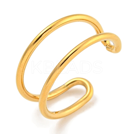 Ion Plating(IP) 304 Stainless Steel Hollow Open Cuff Ring for Women RJEW-A043-12G-1