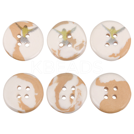 6Pcs Porcelain Buttons BUTT-OC0001-59A-1
