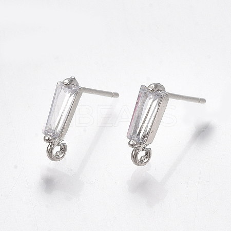Brass Cubic Zirconia Stud Earring Findings KK-S348-349-1