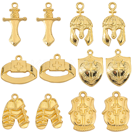 48Pcs 6 Styles Biblical Theme Tibetan Style Alloy Pendants FIND-SC0013-40G-1