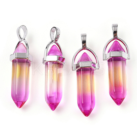 Faceted Bullet Glass Pointed Pendants GLAA-CJC0001-16C-1