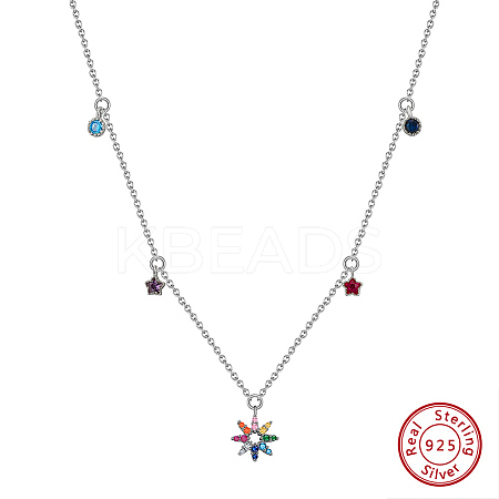 925 Sterling Silver Micro Pave Cubic Zirconia Pendant Necklaces NJEW-K272-02P-1