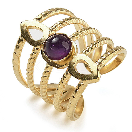 Natural Amethyst Finger Rings RJEW-U027-08G-05-1