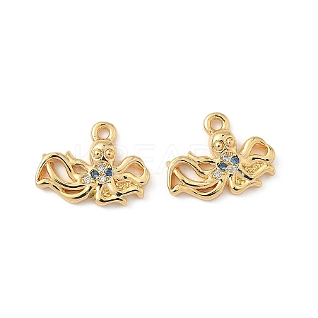 Brass Micro Pave Cubic Zirconia Charms KK-C099-01F-G-1
