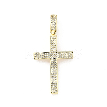 Brass Micro Pave Clear Cubic Zirconia Big Pendants KK-B141-19G-1