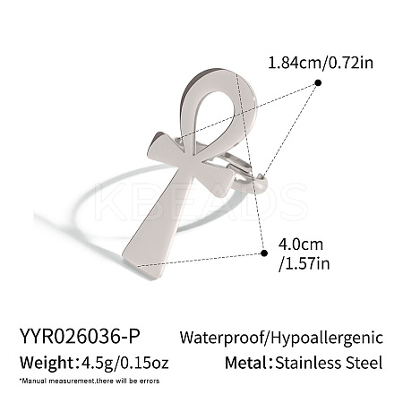 304 Stainless Steel Cuff Open Rings for Women WJ3618-2-1