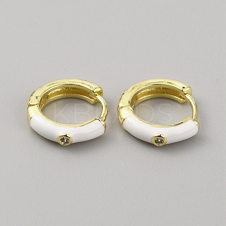Enamel Hoop Earrings with Clear Cubic Zirconia EJEW-WH0004-39G-1