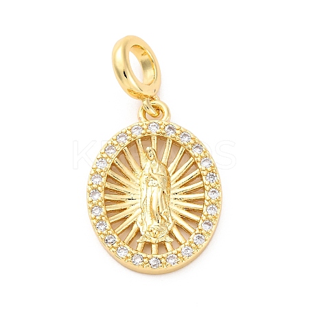 Brass Clear Cubic Zirconia European Dangle Pendants KK-D325-28G-09-1