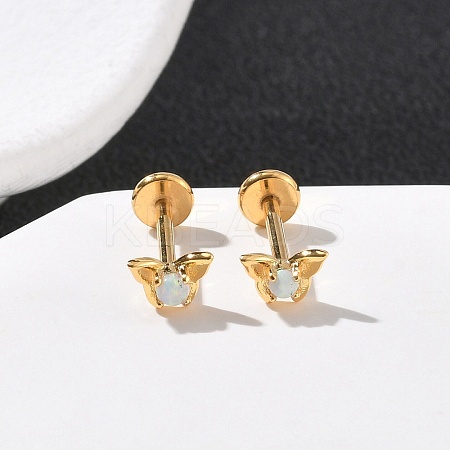 304 Stainless Steel Synthetic Opal Stud Earrings EJEW-B143-01G-05-1