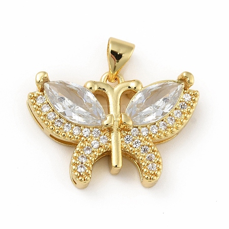 Brass Micro Pave Cubic Zirconia Pendants KK-B059-34G-D-1
