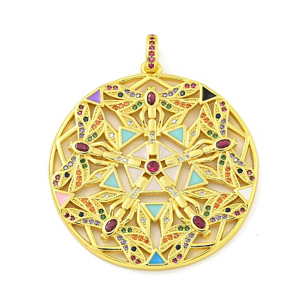 Real 18K Gold Plated Brass Micro Pave Cubic Zirconia Pendants KK-R159-41G-1