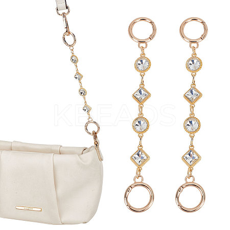 Rhombus & Flat Round Aolly Pave Crystal Rhinestone Bag Extension Chains FIND-WH0152-600G-1